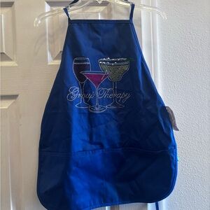 Blue Apron with Rhinestone Cocktail Design